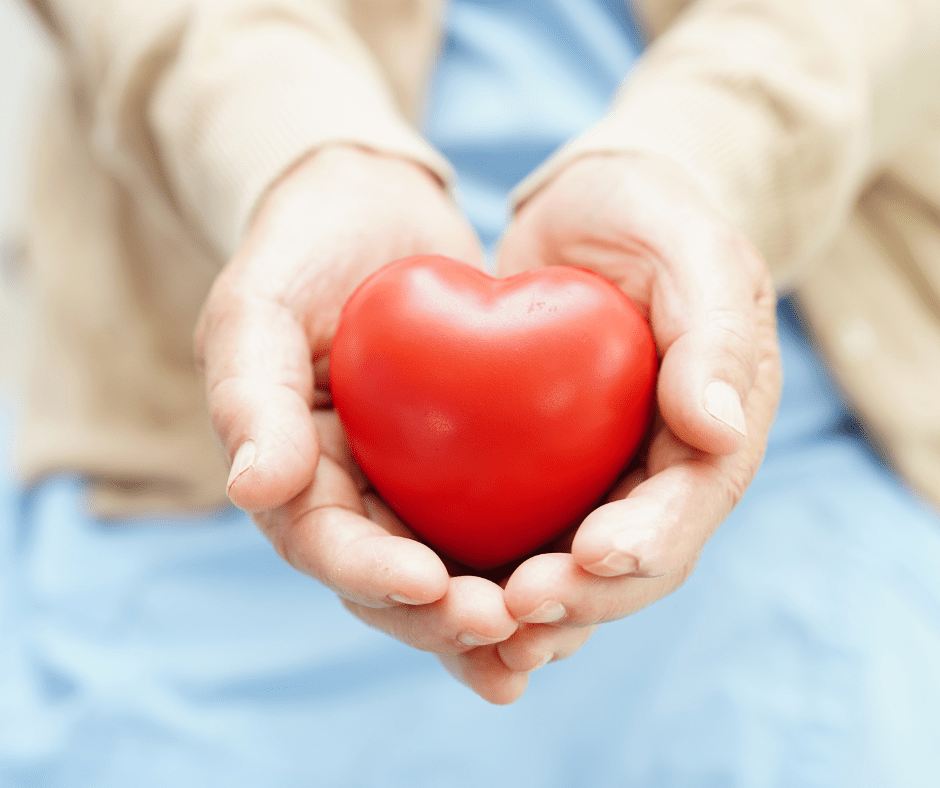 Hands holding a heart shaped object