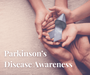 4-2-25 - Grace Management Parkinson's Awareness Month, hands holding a purple ribbon