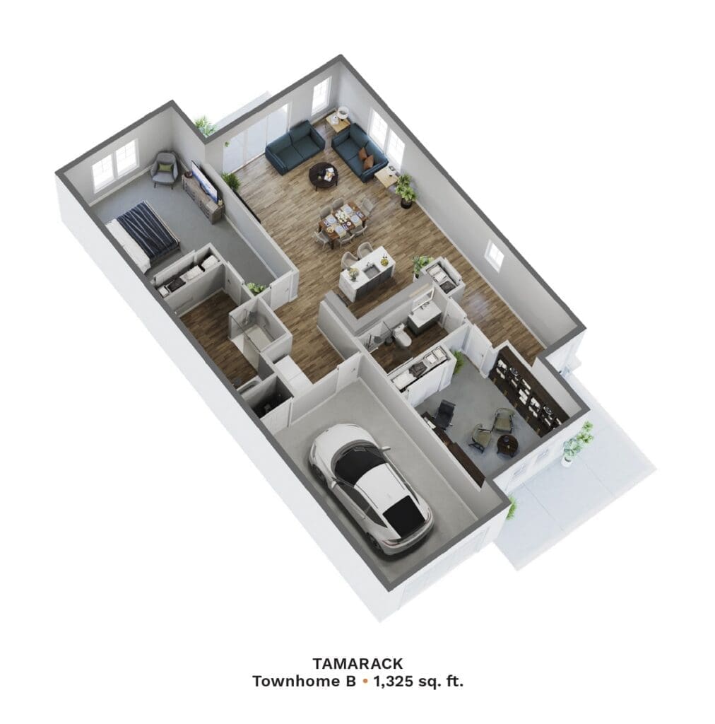 Spacious townhome layout featuring modern amenities, a cozy living area, and an integrated garage.
