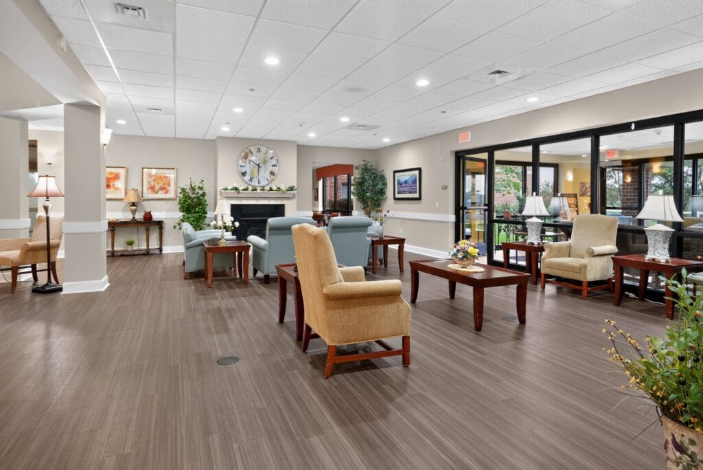 Welcoming lounge area featuring elegant seating, warm lighting, and tasteful decorations, promoting a vibrant lifestyle.