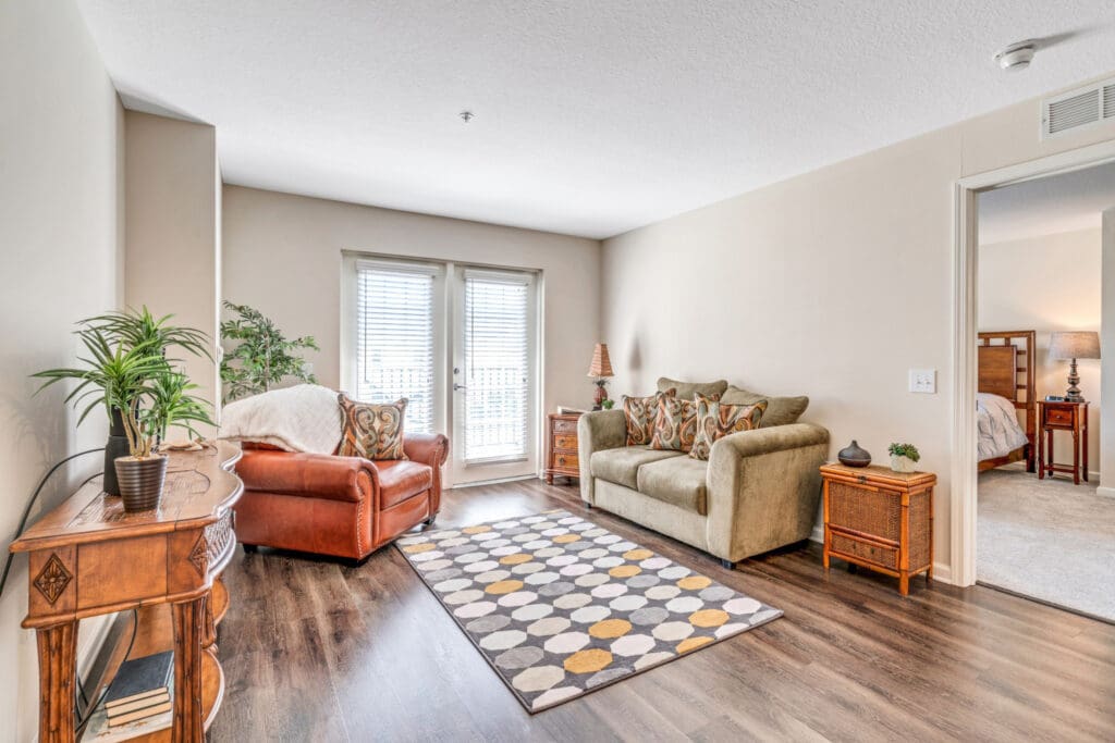 Interior image of a resident's living room at Camellia at Deerwood, senior living community near Ponte Vedra.
