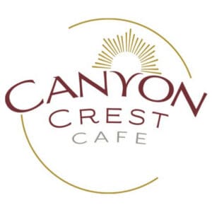 Canyon Crest Café logo featuring elegant typography and a radiant sun design, symbolizing warmth and inviting atmosphere.