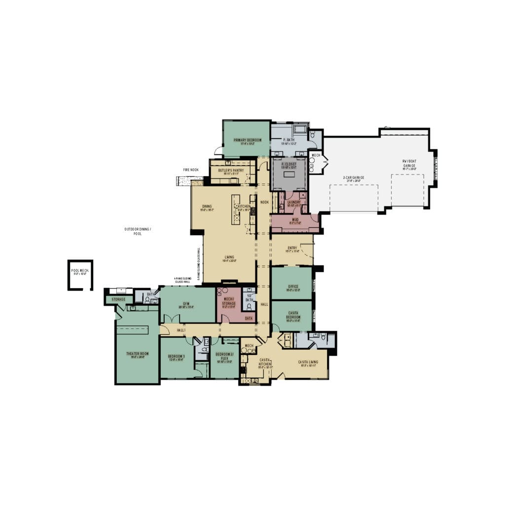 Detailed floor plan of an upscale senior living residence featuring spacious rooms, modern amenities, and vibrant shared spaces.