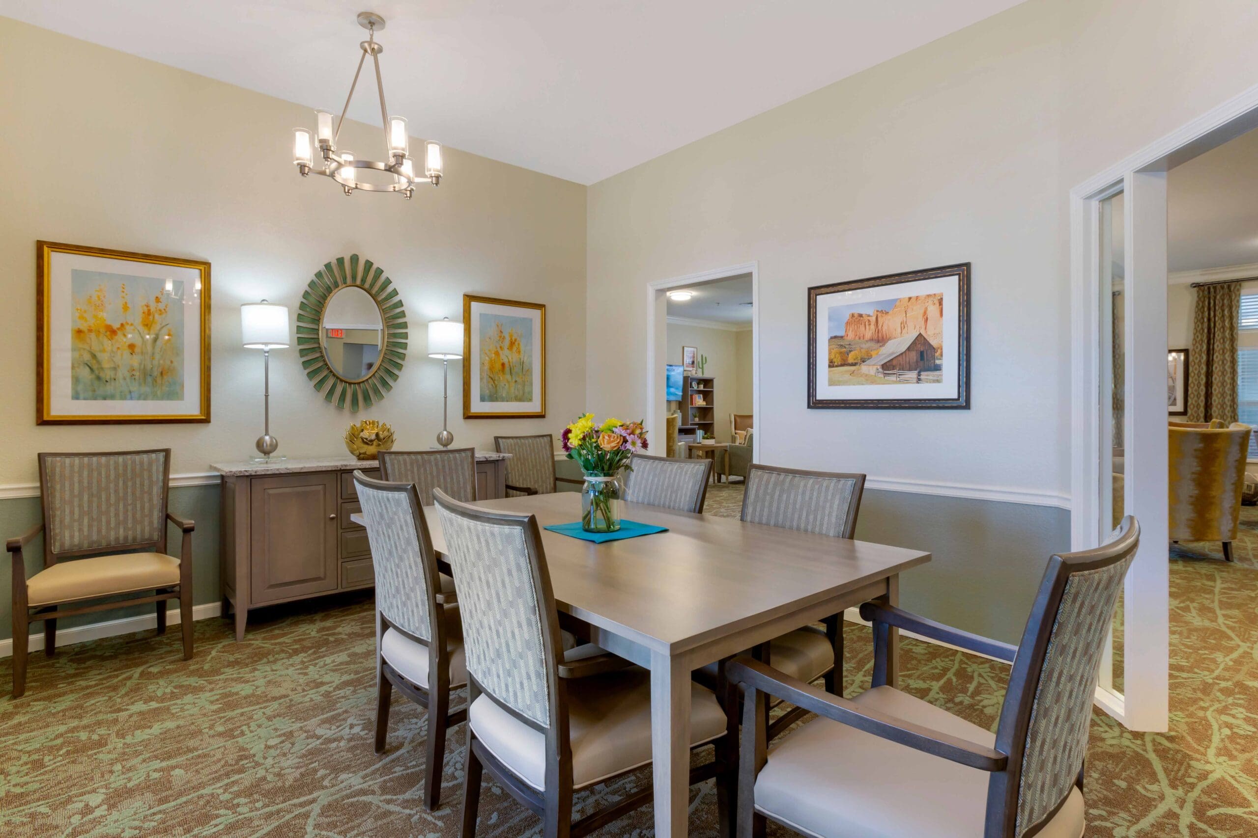 inspirations-of-peoria-glendale-303A2084-scaled-source-v3 - Grace Management Dining area where residents share communal meals together at The Inspirations of Peoria.