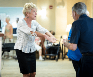 Residents dancing