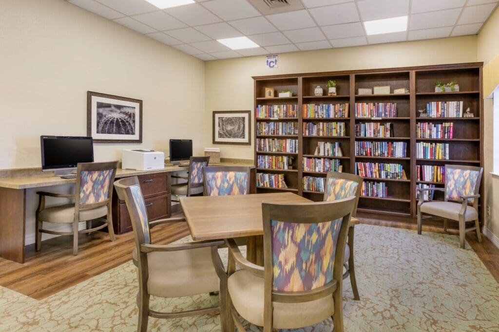 Library and game room at Inspirations of Mesa.