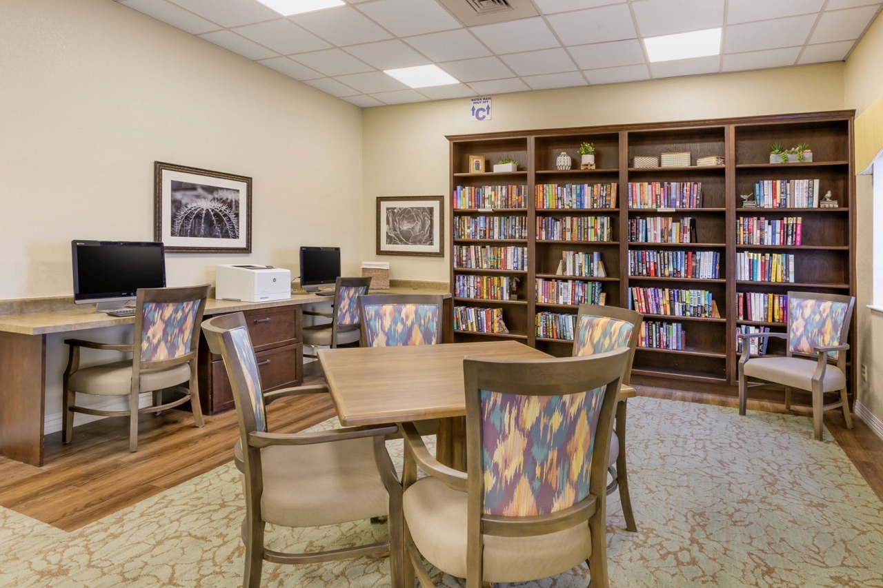 Library and game room at Inspirations of Mesa.